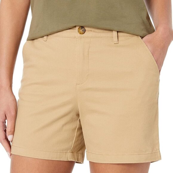Women's Mid-Rise Slim-Fit Khaki Short in Curvy Fit, Size 6, Brown - Picture 3 of 6